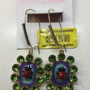 Betsey Johnson New Lady Bug on Blue, Purple, and Green Earrings